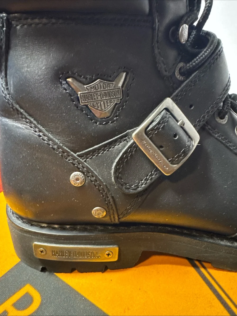 Harley Davidson D91684 Men's Brake Buckle Black Leather Motorcycle Boots Sz 11